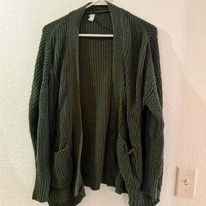 Olive Green Women's Sweater Cardigan